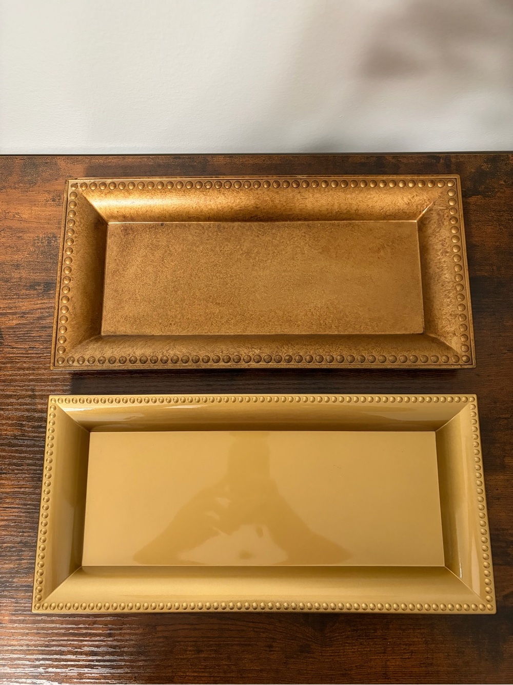 Decorative Gold Rectangular Vanity Tray - Set of 2
